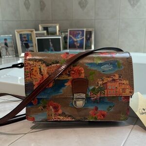 Patricia Nash Lanza Crossbody Organizer Bag in  French Riviera Motif. NWT